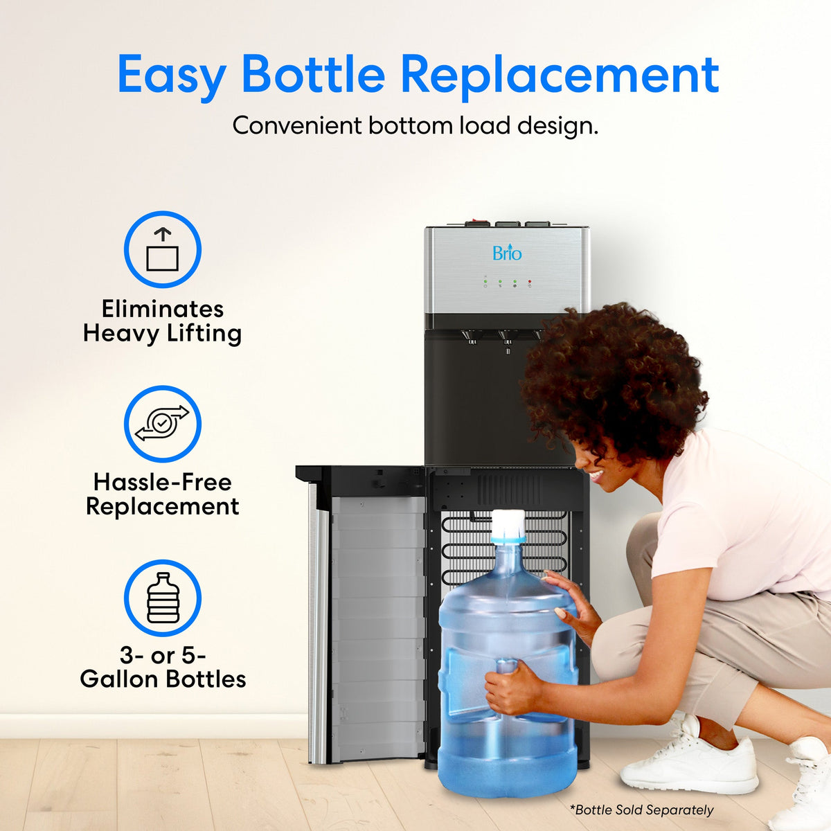 Brio Self-Cleaning Bottom-Load Water Cooler - Stainless Steel
